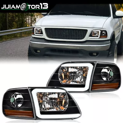 Fit For 97-04 F150 Expedition Clear LED Headlights & Corner Parking Lights Black • $74