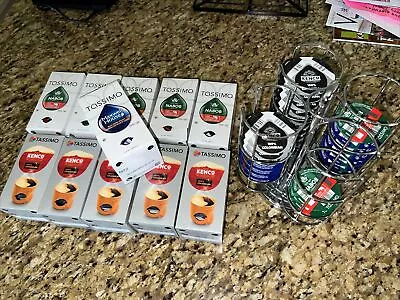 Bosch Tassimo Coffee Pods T-Discs T-Disc Lot W/ Holder Spinner Rack Nabob Kenco • $49.95