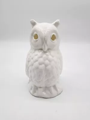 VINTAGE White Ceramic Pottery Owl Candle  Holder Luminaries From Phillipines • $13.59