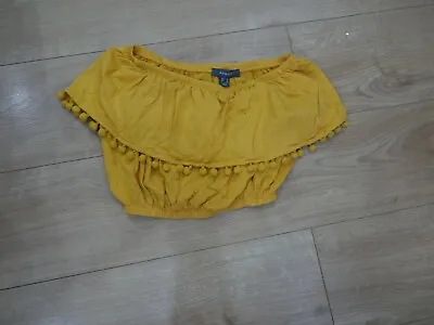 Pretty Pom Poms Mustard Top Womens/girls Size 6 • £1.75