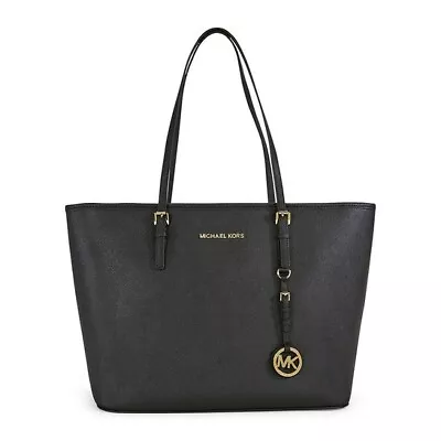 Michael Kors Jet Set Travel Saffiano Calf Top-Zip Tote - Black - 30S4GTVT2L • $150