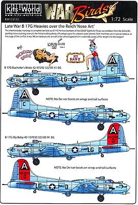 Kits World Decals 1/72 LATE WAR B-17G HEAVIES OVER THE REICH Bachelor's Bride • $12.99
