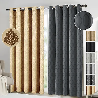 £10.99 • Buy Thick Thermal Blackout Curtains Eyelet Ring Top Pair Of Ready Made Curtain Panel