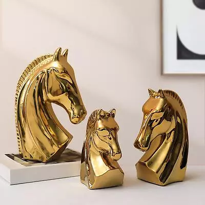 Ceramic Horse Head Sculpture Crafts Figurine For Office Bookshelf Cabinet • £17.51