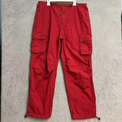 Vintage Gap Parachute Cargo Pants Mens XL Red Ripstop Baggy Loose Y2K Gorpcore • $89.87