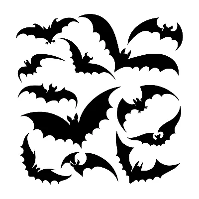 12 Bats Stickers Halloween Window Wall DecorationVinyl Decals Party Set J • £2.61