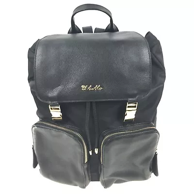 Il Tutto Large Black Leather Bucket Style Nappy Backpack • $110