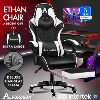 $179.79 • Buy ALFORDSON Gaming Chair Office Racing Executive Footrest Computer Seat PU Leather