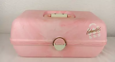 Vintage Caboodles Marbled Pink Pastel 3-Tier Makeup Case 2630 * READ * • $24.49