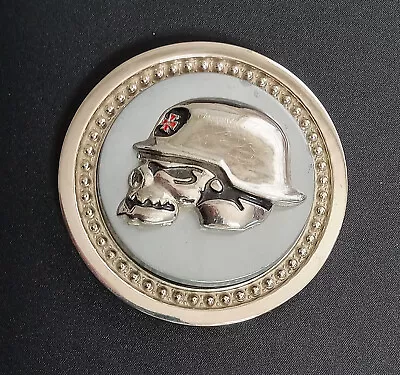 Biker Skull W/ German Cross Helmet Spinning Belt Buckle • $11.99