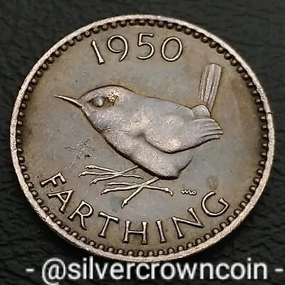 UK Great Britain Farthing 1950. KM#867. 1/4 Quarter Penny Cent Coin Wren Bird H • $5.12