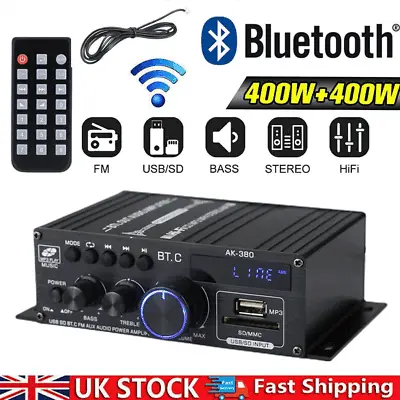 Mini Bluetooth 5.0 Digital Power Amplifier USB Music Player FM Stereo Audio Amp • £18.90