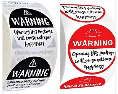 WARNING Extreme Happiness Large Round Stickers Gift Craft Hand Made 38mm Labels  • £2.70