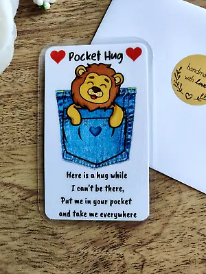 Lion Pocket Hug Friend Mum Son Birthday Hug Gift Card Love Keepsake Wallet Token • £2.99