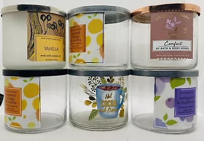 LOT OF (6) EMPTY Bath And Body Works 3-Wick Candle Jars & Lids 14.5 Oz Cleaned • $14.99