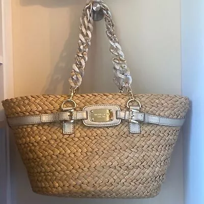 Michael Michael Kors Large Straw Large Tote Bag  18x9x8” • $110