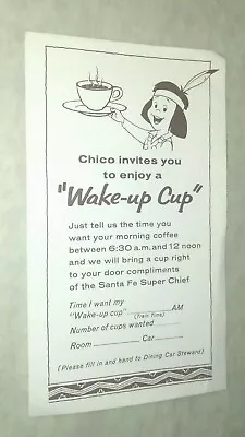 Santa Fe Railroad 1970 Chico Invites You To A Wake Up Cup Coffee • $7.99