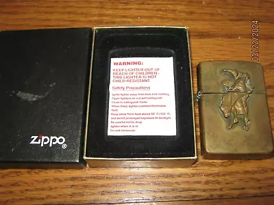 Vintage BRASS  MARLBORO  ZIPPO LIGHTER AS-IS Read Includes BOX • $23.50