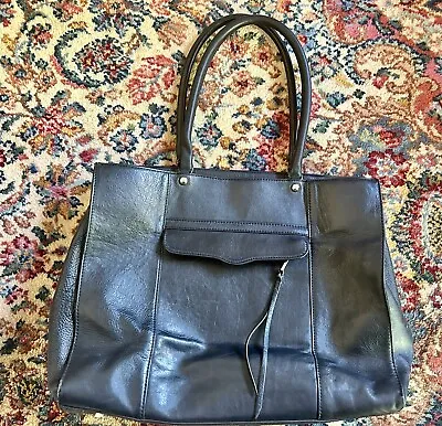 Rebecca Minkoff Large MAB Saffiano Leather Shoulder Purse Tote Bag BLACK EUC • $19.99