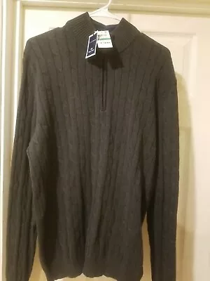 Men's CLUB ROOM Size Large Gray Rayon Blend L/S 1/2 Zip Turtleneck Sweater • $17