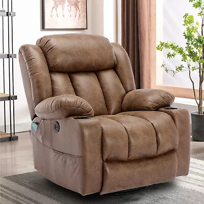 360° Swivel Overstuffed Manual Massage Glider Recliner With Heat And Vibration • $374.99