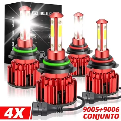 9005 9006 LED Headlights Kit Combo Bulbs 6500K High Low Beam Super White Bright • $17.99