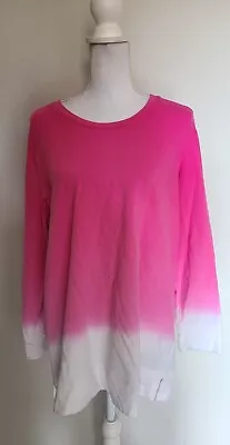 $9.99 • Buy Denim & Co. French Terry Dip Dye Long-Sleeve Tunic Deep Pink L