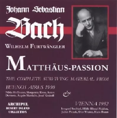 £5.47 • Buy Johann Sebastian Bach : St. Matthew Passion (Furtwangler, Vienna Philharmonic)
