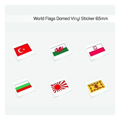 Various World Country Flags Domed Gel Sticker 65mm Car Window Rally Decal • £2.99