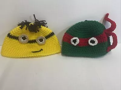 Knitted Baby Beanie Ninja Turtle & Minion Green Yellow • $19.99