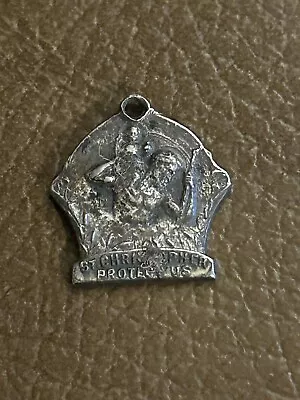 Antique Vintage St Christopher Travel Silver Tone Medal  • $14