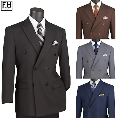 LUCCI Men's Double Breasted Classic Fit Poplin Polyester Suit NEW • $75