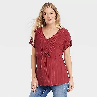 Short Sleeve Plisse Maternity And Beyond Shirt - Isabel Maternity By Ingrid & • $11.99