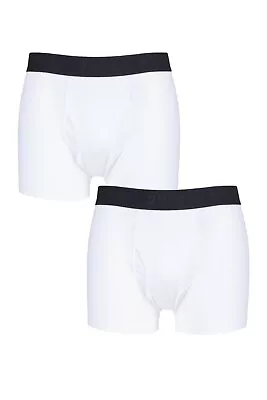 Farah Men's Plain Trunks 95% Cotton Jersey Tagless With Keyhole Fly- 2 Pair Pack • £15.99