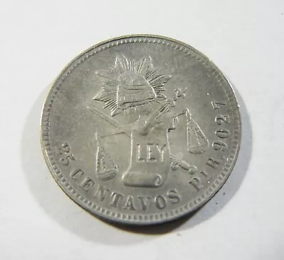 MEXICO 1888  Pi - San Luis Potosi SILVER 25 Centavos • $50