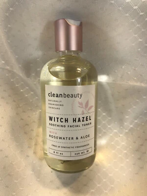 $16.14 • Buy NEW CLEAN BEAUTY Witch Hazel Rose Water And Aloe Facial Toner 8 OZ GLASS BOTTLE