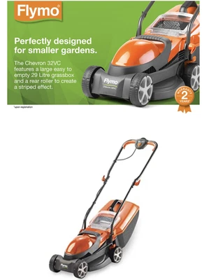 £99 • Buy Flymo Electric Lawn Mower Chevron 32VC 1200W Cutting Width 32cm (brand New)