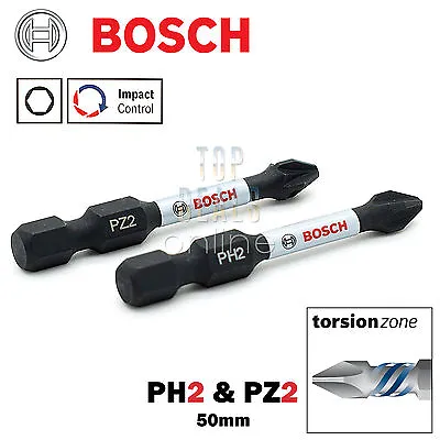 £5.25 • Buy Bosch PZ2 & PH2 50mm Screwdriver Bits X2 Impact Control Torsion Bit 