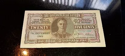 1949 Twenty Five Cent Note Ceylon ( 25 Cents ) • £3.85