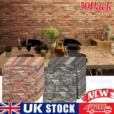 £9.99 • Buy 60PC 3D Tile Brick Wall Sticker Self-adhesive.Waterproof Foam Panel Wallpaper-UK