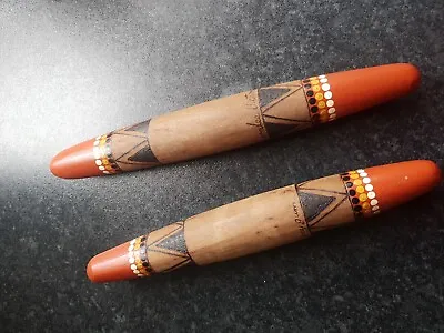 £22 • Buy Handmade Wooden Painted Aboriginal Clap Sticks, Rhythm, Percussion Sticks