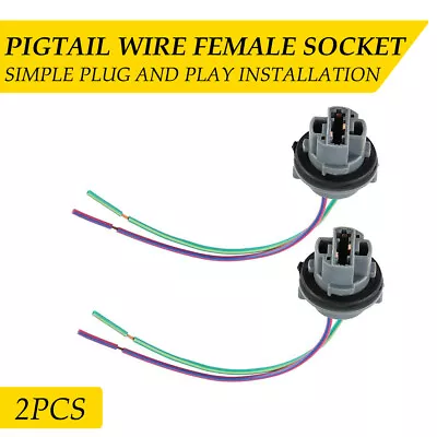 Universal Pigtail Wire Female Socket 7440 Two Harness Fit Rear Turn Signal Light • $9.99