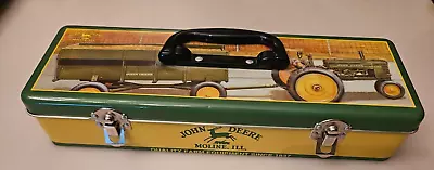 John Deere Woman Driving Tractor Tin - Metal Hinged Tool Box • $14.99