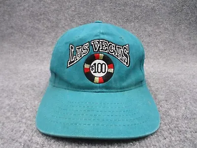 Vintage Las Vegas Hat Cap Blue Strap Back Adjustable Mens Casino Chip Poker 90s • $11.39