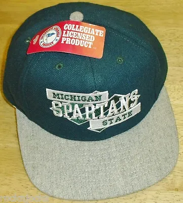 Michigan State Hat Spartans Vintage 90s Snapback Hat Deadstock NEW W Tag 's MSU • $28.95