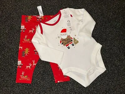 Baby 0-3 Months Unisex Boys Girls Matching My First Christmas Outfit F&F • £6.80