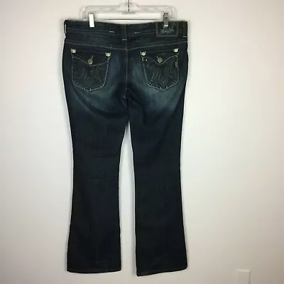 MEK Denim Mens Sz 34x34 FrankFurt Boot Cut Flap Pockets Dark Blue Denim B16 • $27.99