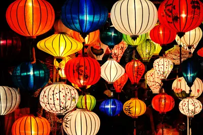 Vietnamese Silk Lantern Hoi An Bamboo Lamp Party Decorations Lot Of 2 Handmade • $32