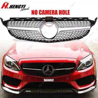 For Benz W205 C Class C250 C300 C400 2015-2018 Silver Diamond Style Front Grill • $87.99