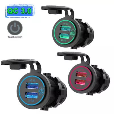 12V Car Cigarette Lighter Socket Dual QC3.0 USB Ports Fast Charger Power Adapter • £7.99